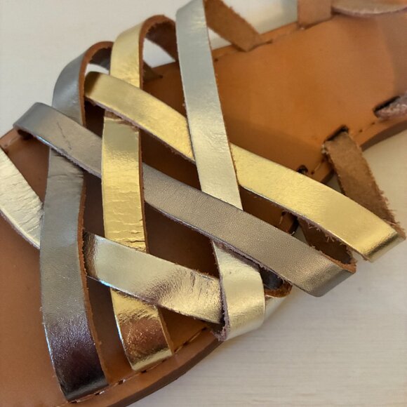 GAP Metallic Leather Flat Sandals - NWOT - Picture 4 of 6